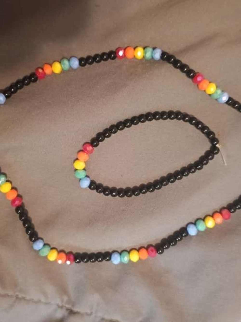 8 Other Reasons Black Bead Necklace and Bracelet Set with Rainbow Accents